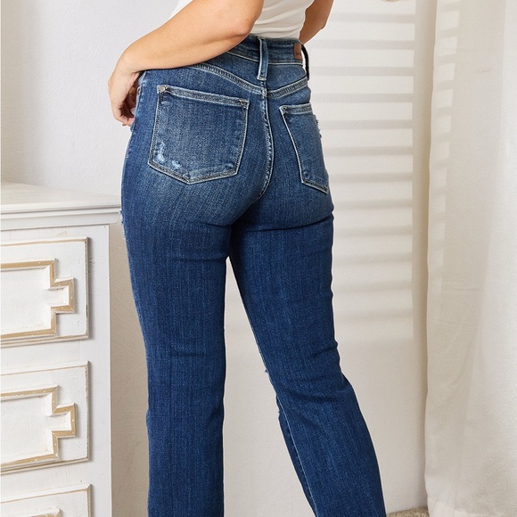 LIMITED TIME ONLY Judy Blue Full Size Mid Rise Hand Sand & Destroy Bootcut Jeans - Picture 8 of 16
